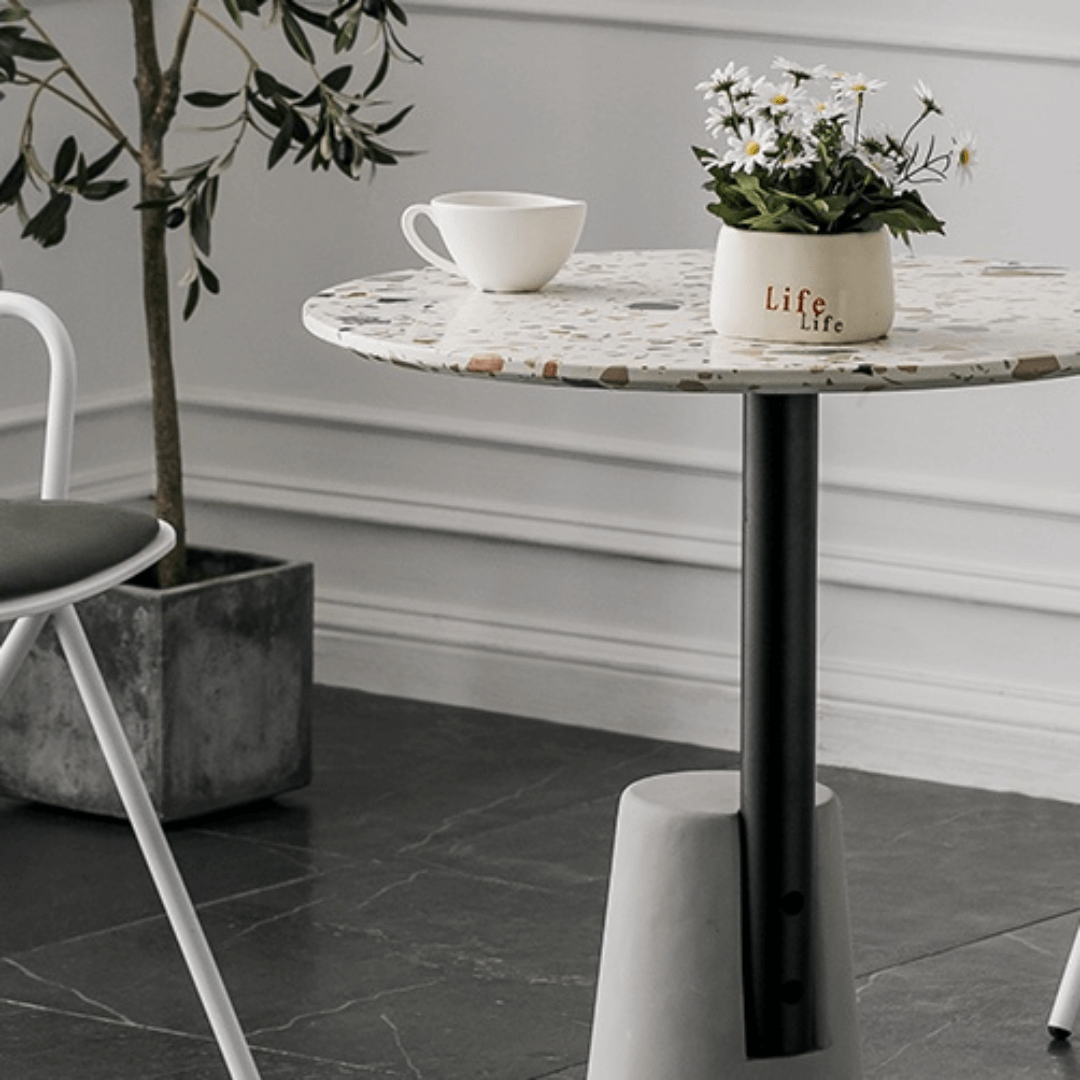 Modern terrazzo coffee table with stylish design, perfect for cozy living spaces