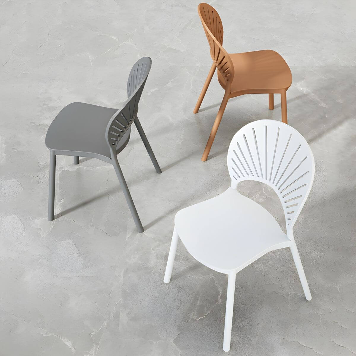 Scandinavian style plastic and acrylic side chair with low back for kitchen and dining