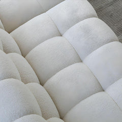 27.55" Tall Tuxedo Arm Sofa Fabric Biscuit Back Sofa in White Sofa