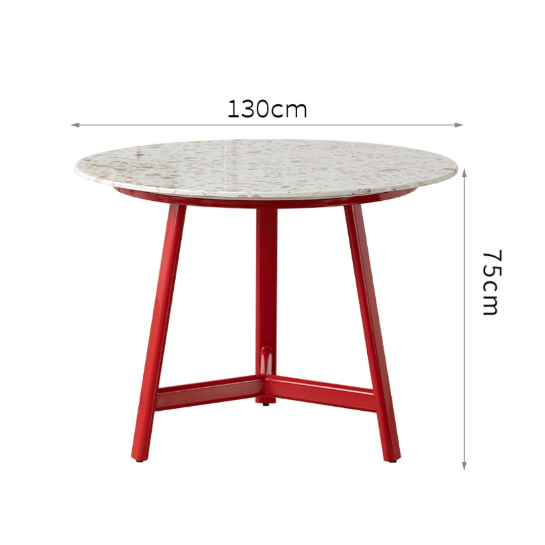 Modern terrazzo dining table with sleek design, perfect for cozy meals and home office use