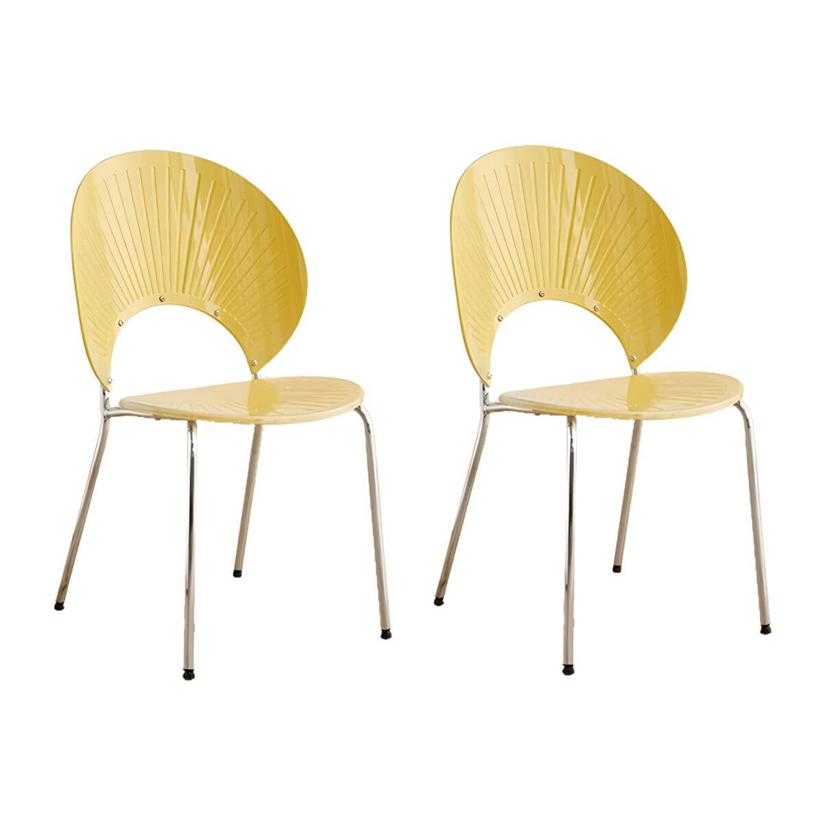 Scandinavian style stackable armless side chair made of plastic and acrylic for dining