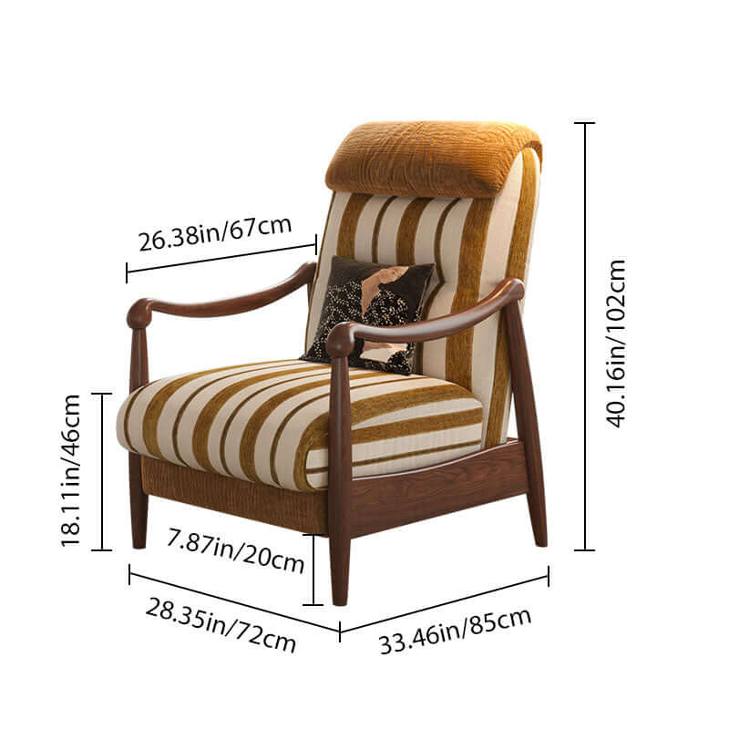 Adjustable vintage accent chair with solid wood frame for stylish and comfortable seating