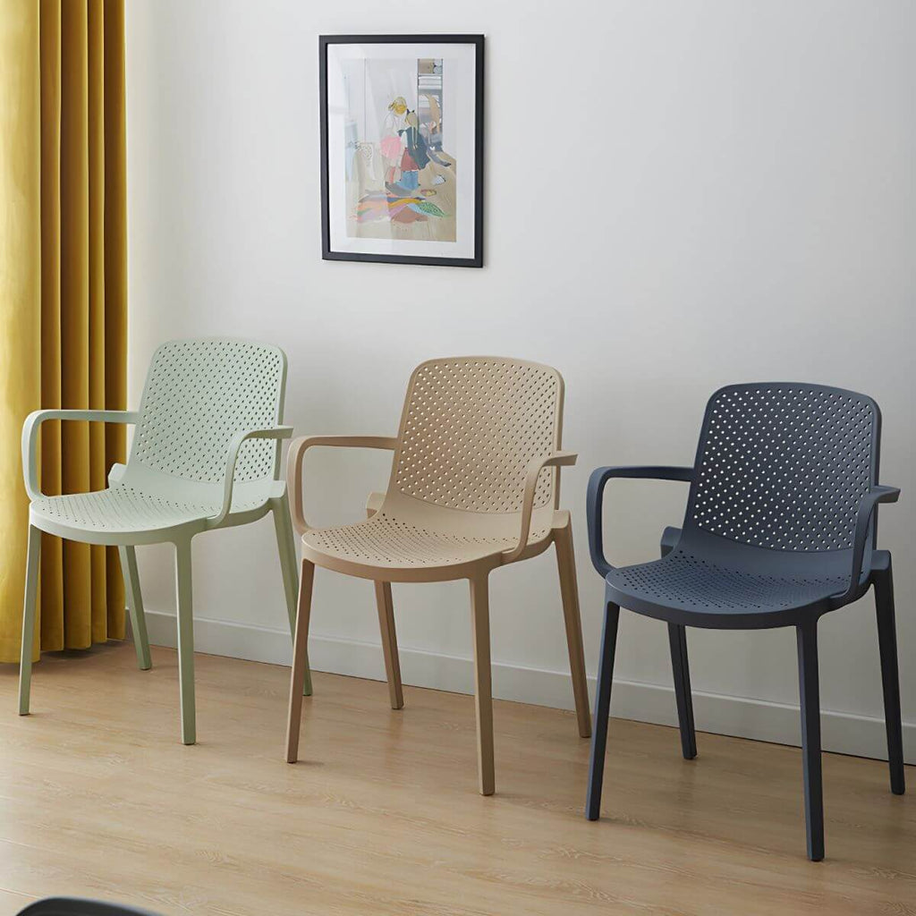 Acrylic modern plastic dining chair with solid back, 32 inches high, ideal for restaurant seating