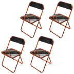 Contemporary acrylic folding armless chair with open back, ideal for dining rooms