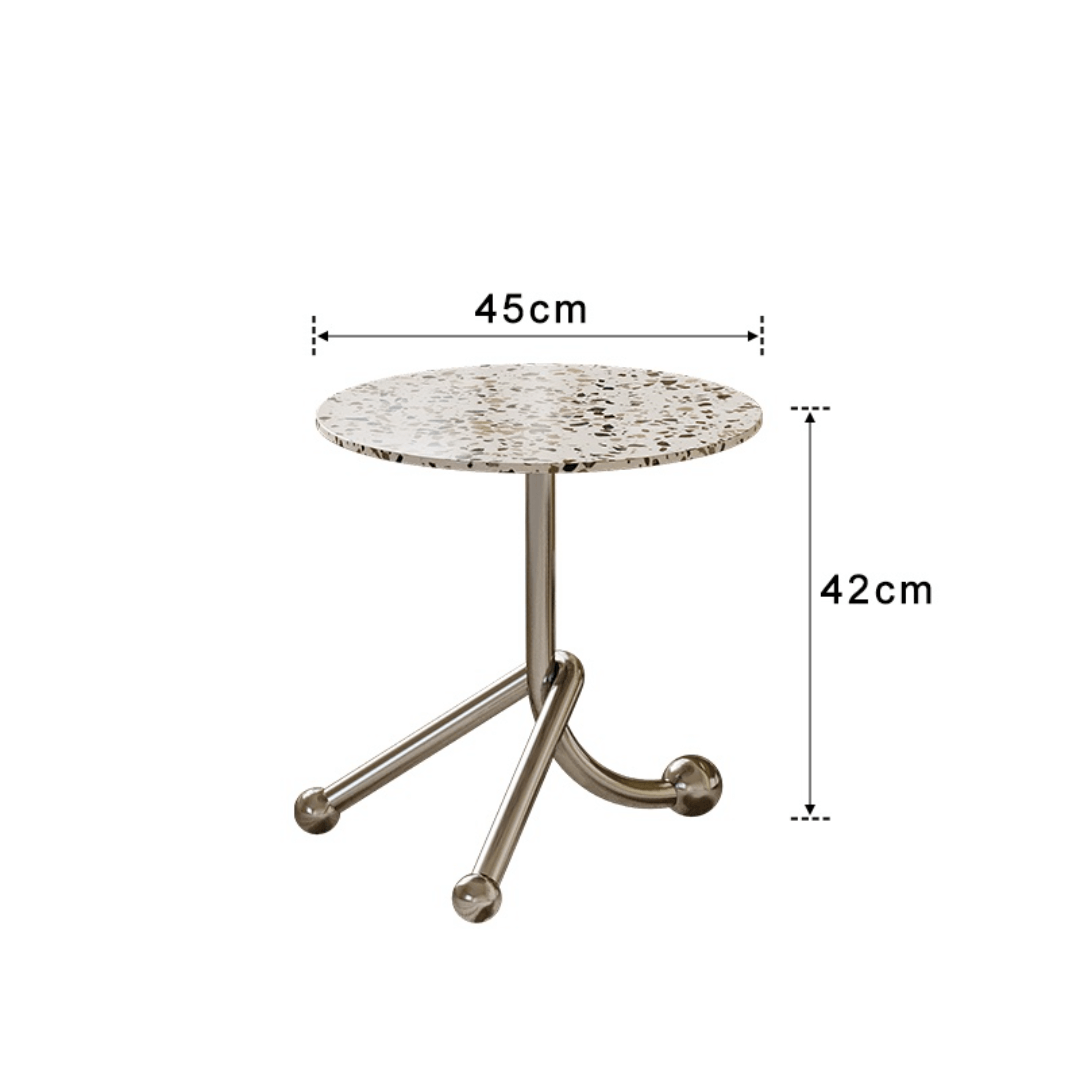 45cm terrazzo accent table with unique three-leg design for stability and style