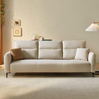 Straight sofa recliner with left-hand facing and round arms, made of polyester blend fabric