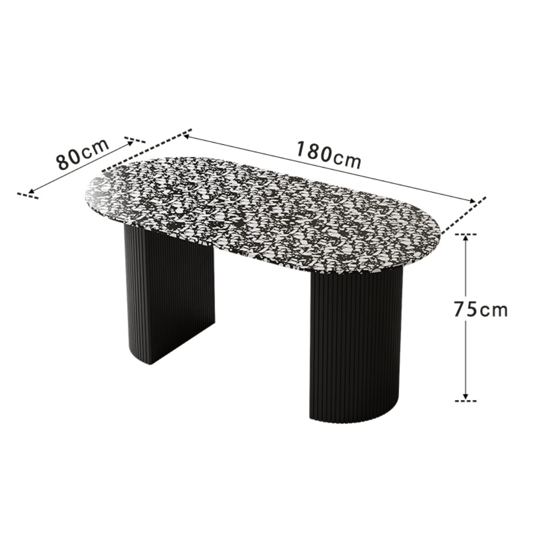 Modern black and white terrazzo dining table with sleek vintage design