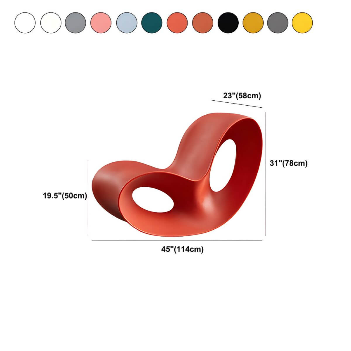 Contemporary plastic and acrylic rocking accent chair with modern design