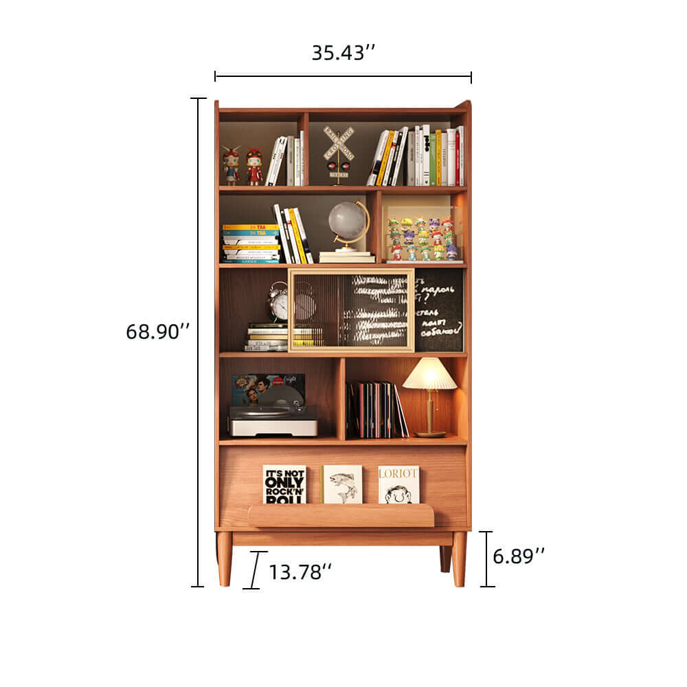 Multifunctional wooden bookcase combo with storage and display cabinet features
