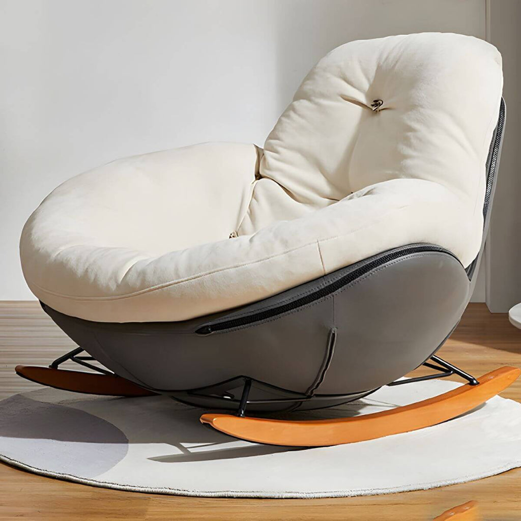 Button-tufted upholstered wooden rocking accent chair with black legs main product image