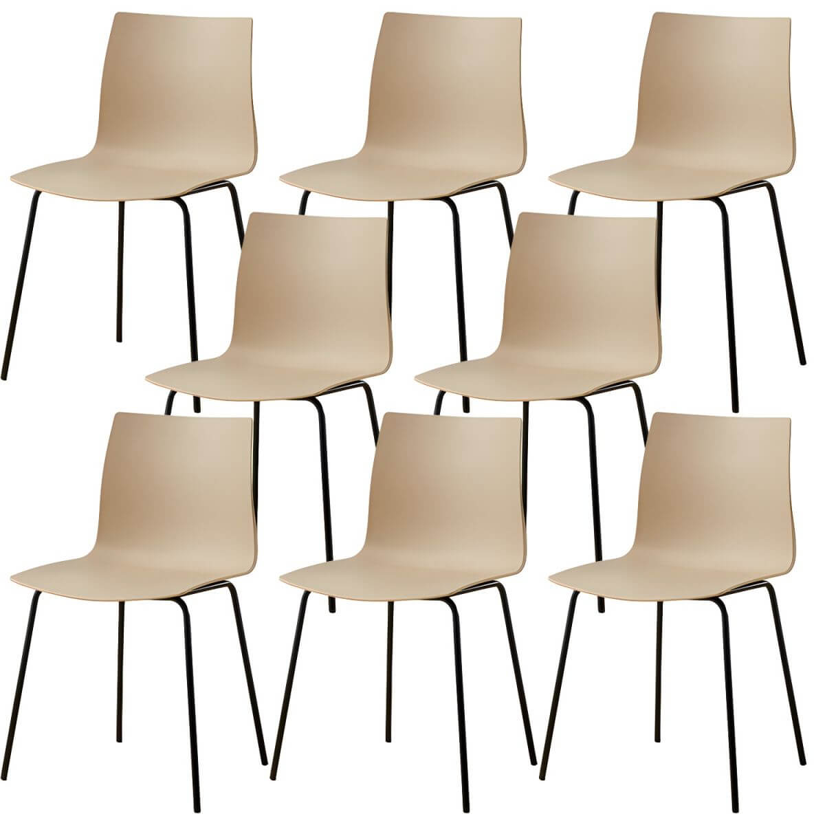 Modern plastic and acrylic side chair with metal legs, ideal for kitchen and dining rooms