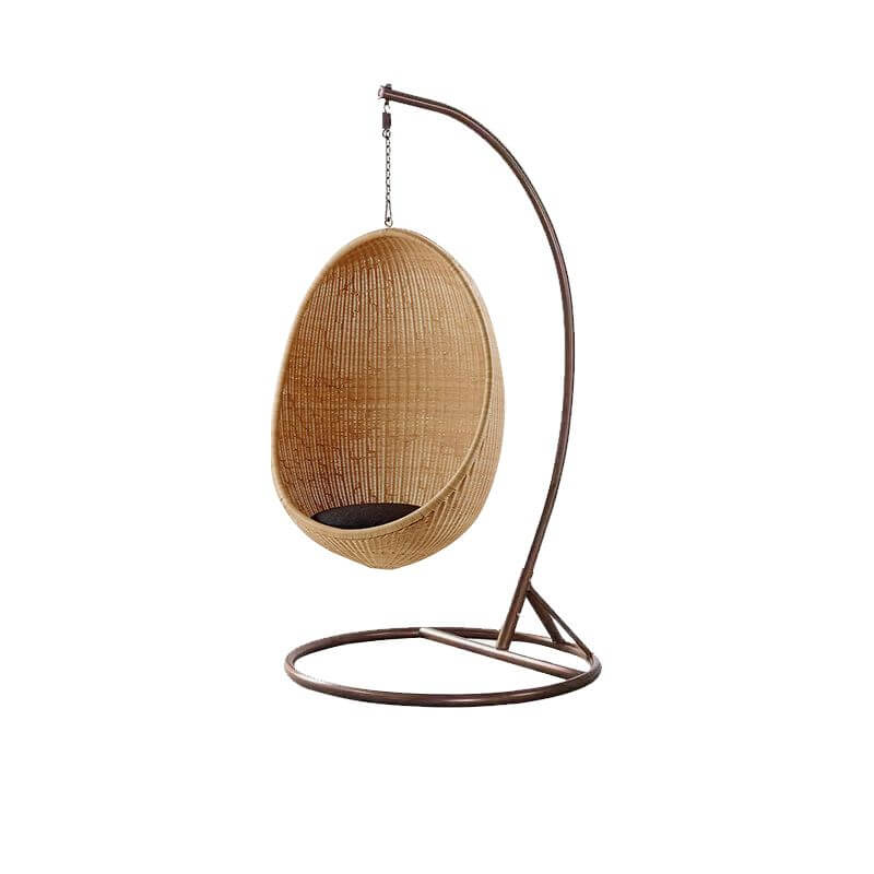 Upholstered tropical cocoa porch swing with heat-resistant plastic stand and chain