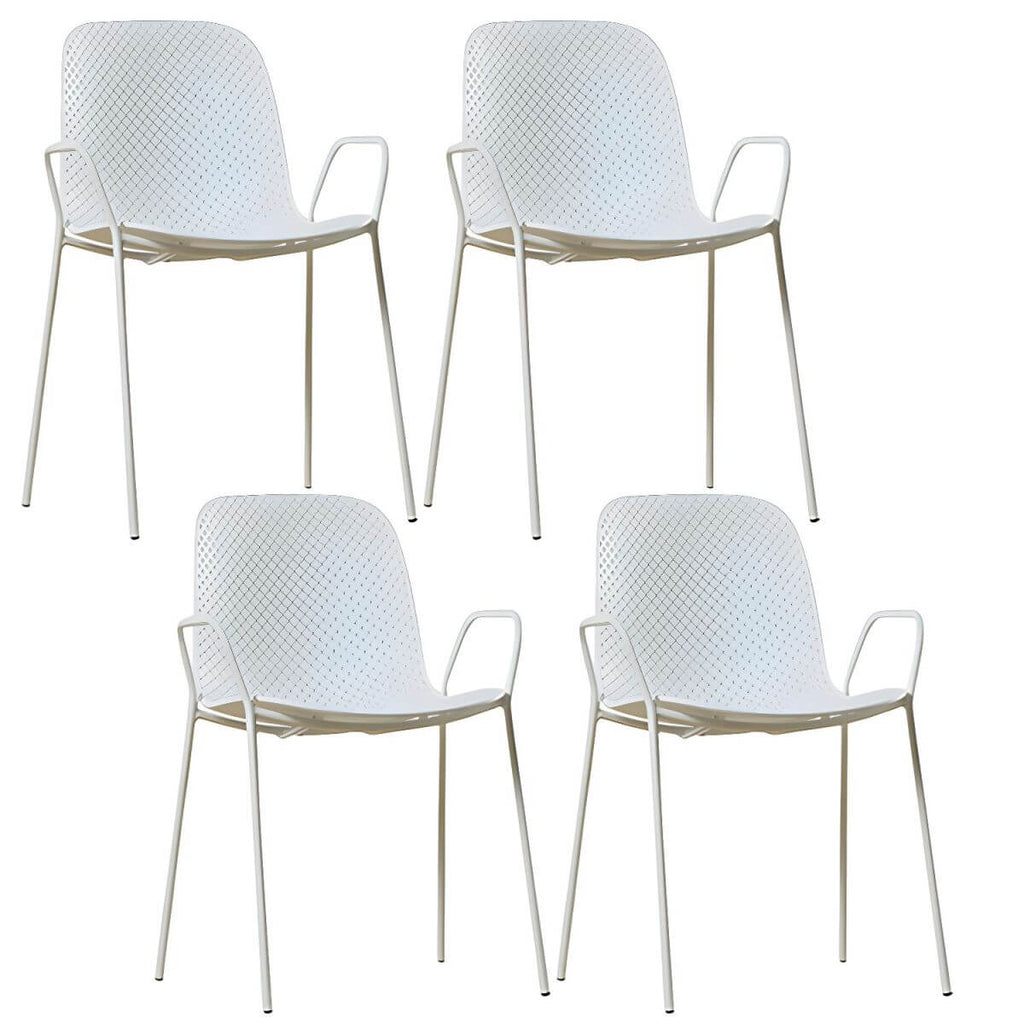 Scandinavian stackable kitchen chair with plastic and acrylic seat and metal legs