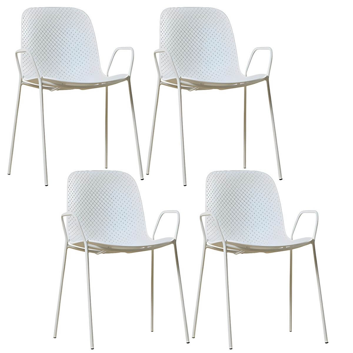Scandinavian stackable kitchen chair with plastic and acrylic seat and metal legs