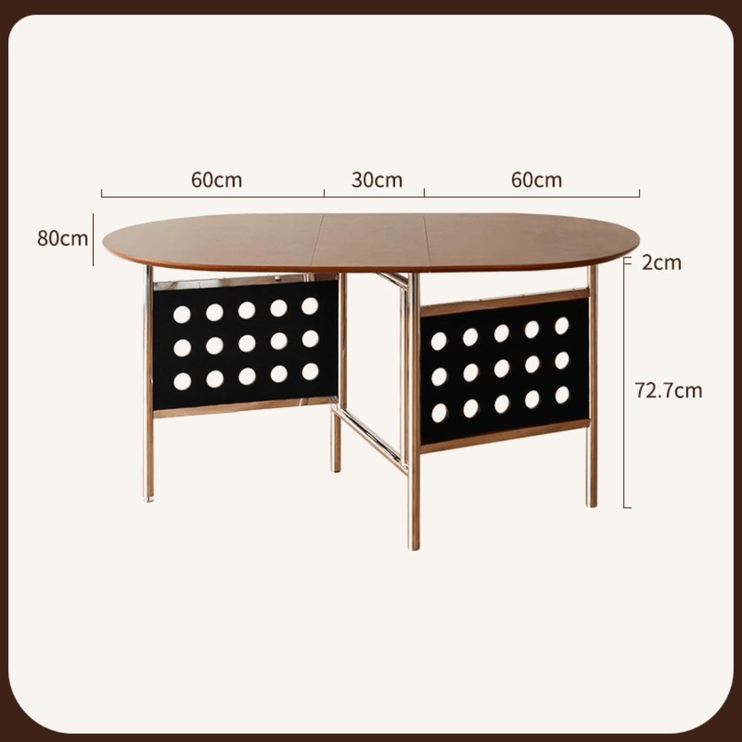 Retro-style dining table with smooth edges, perfect for family meals and work