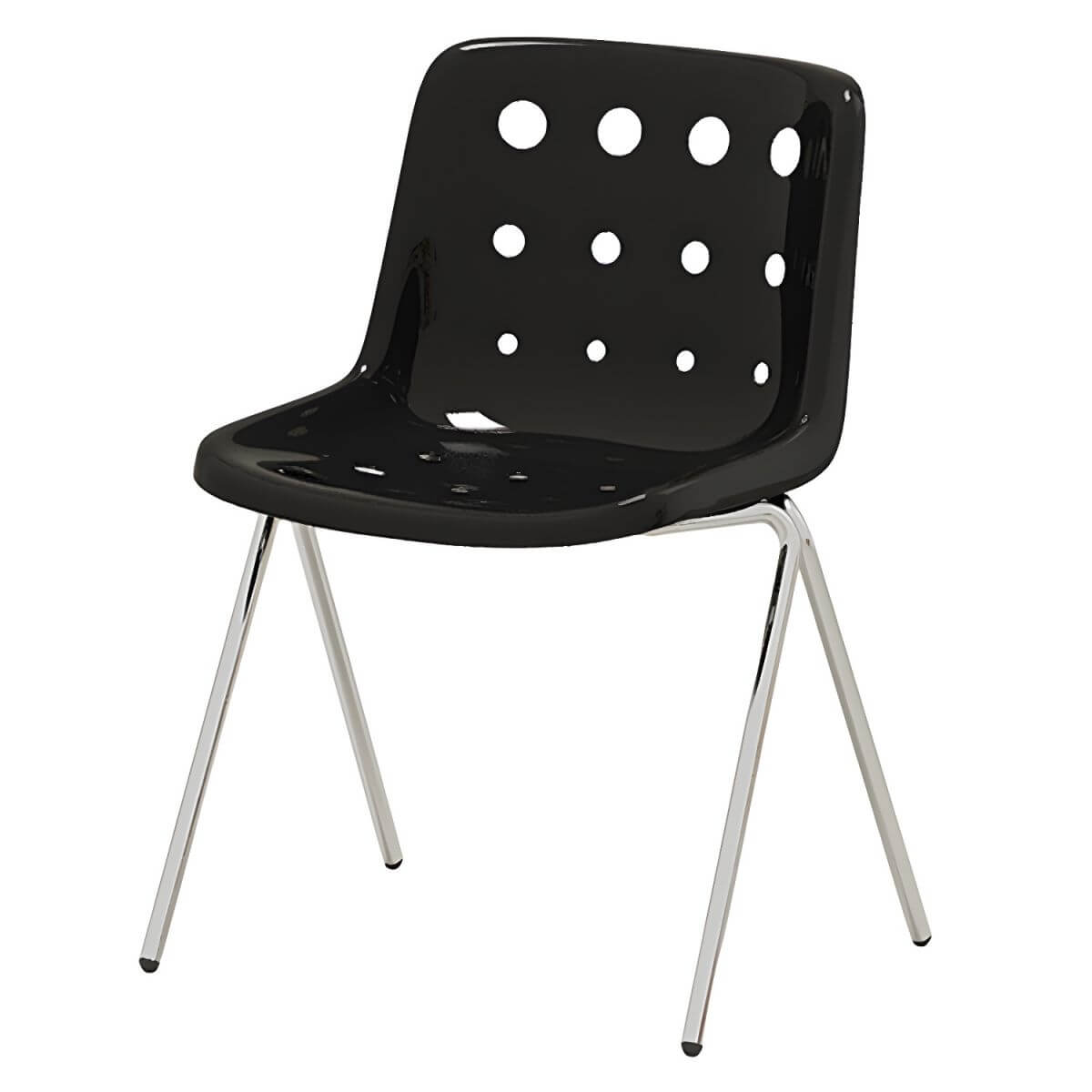 Stackable Scandinavian plastic and acrylic side chair with low back for dining