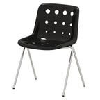 Stackable Scandinavian plastic and acrylic side chair with low back for dining