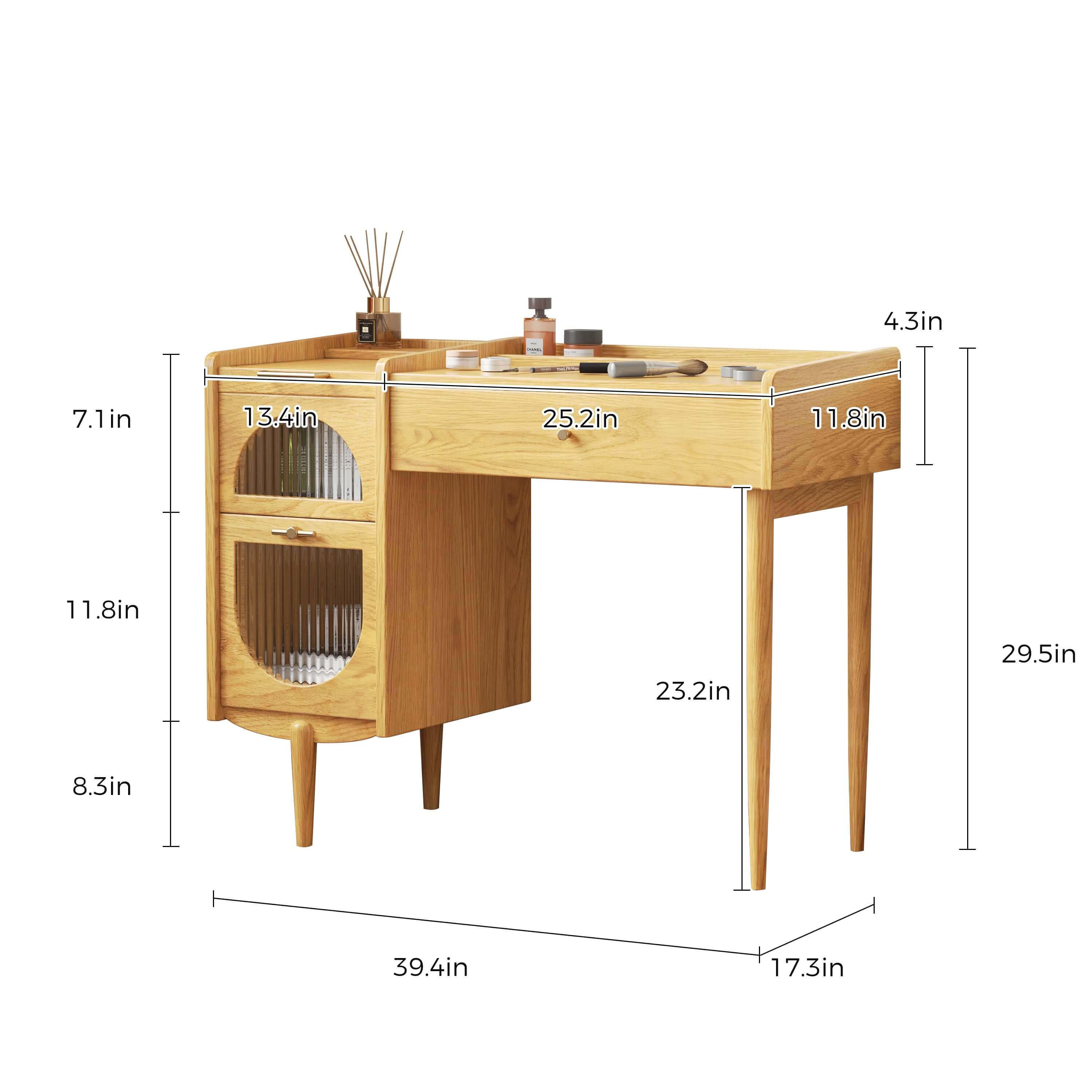 Wooden makeup vanity dressing table with practical drawer and cabinet for storage