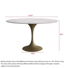 Luxury Round Dining Table and Chair Set with Sintered Stone Tabletop
