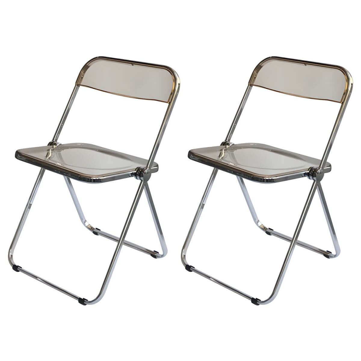 Contemporary acrylic folding armless chair with open back, ideal for dining rooms