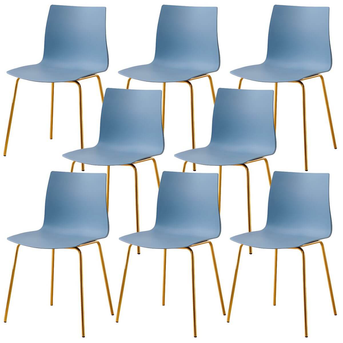 Modern plastic and acrylic side chair with metal legs, ideal for kitchen and dining rooms