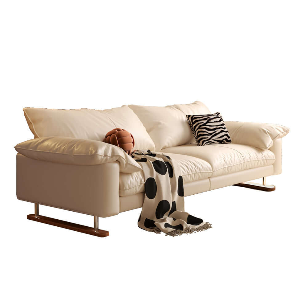 Vintage style faux leather sofa measuring 86.61 inches, perfect for living room seating