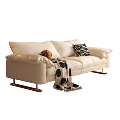 Genuine Leather Sofa Vintage Style for Living Room