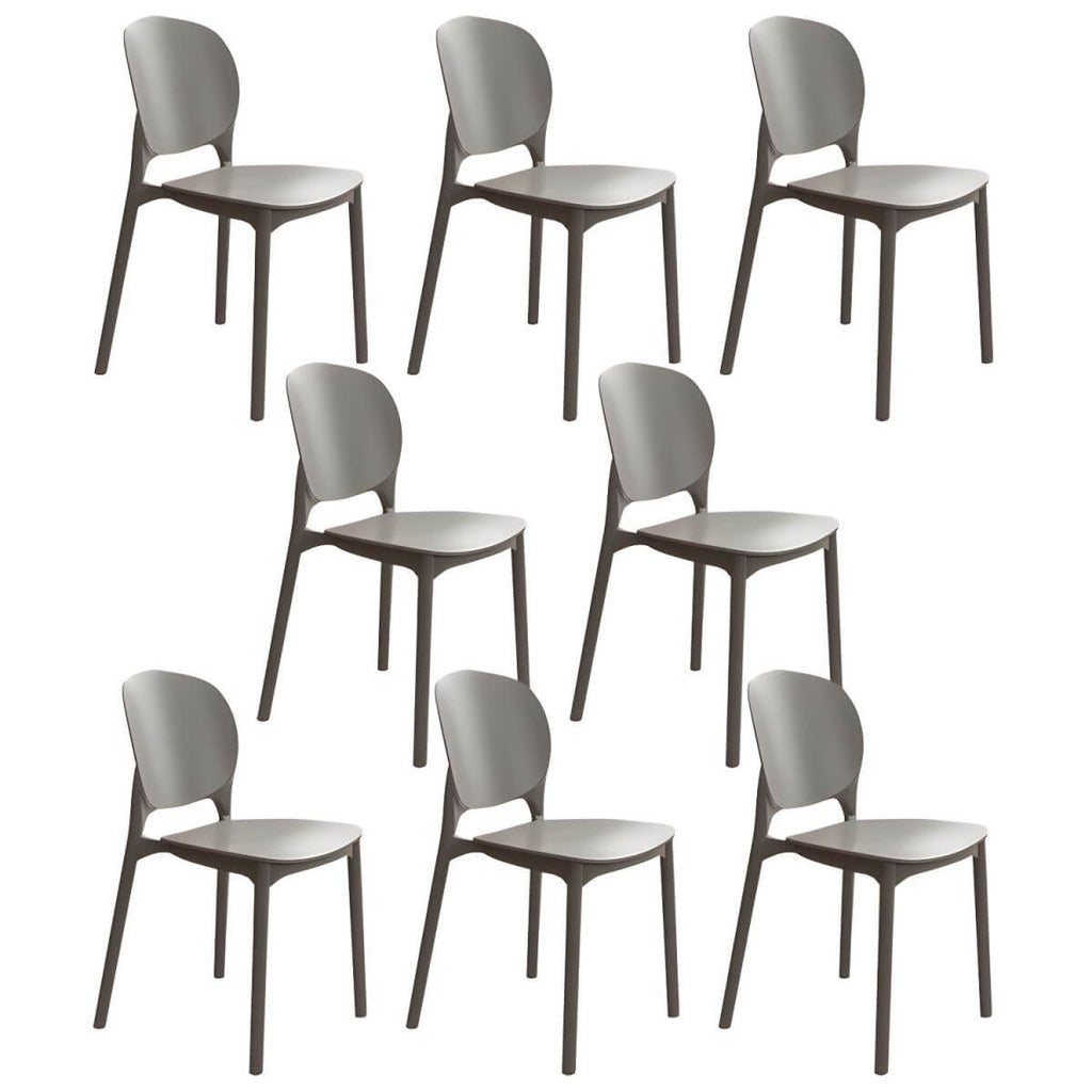 Stackable Scandinavian side chair with open back made of plastic and acrylic for dining