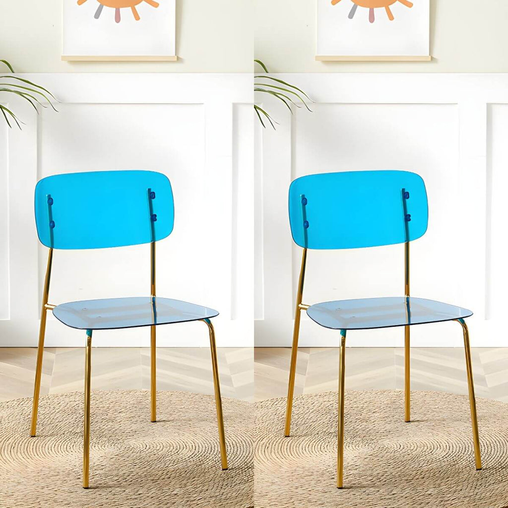 Transparent acrylic dining chair with modern design, perfect for living room and kitchen seating