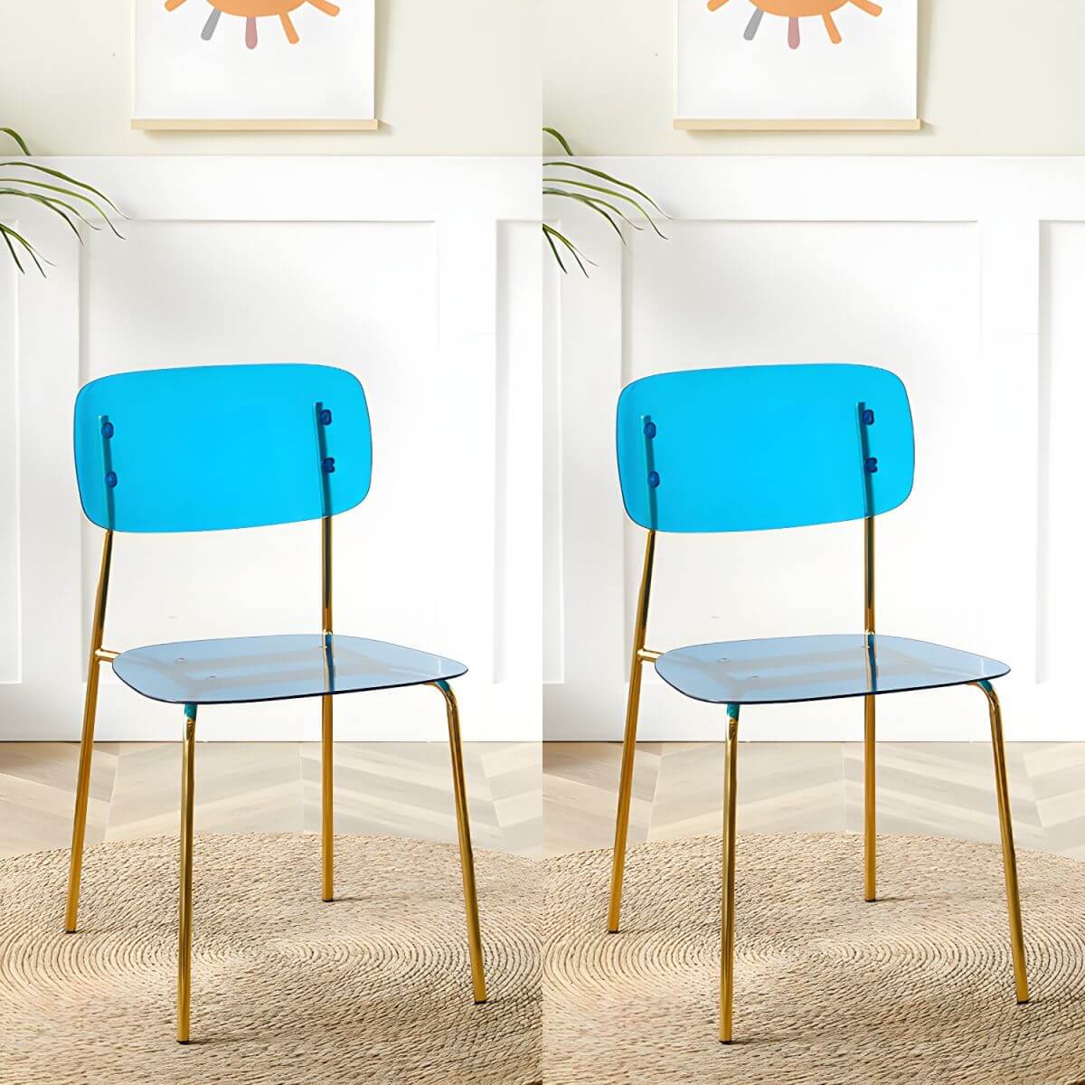 Transparent acrylic dining chair with modern design, perfect for living room and kitchen seating