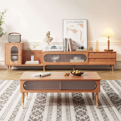 Rectangular Wooden Storage Coffee Table for Living Room