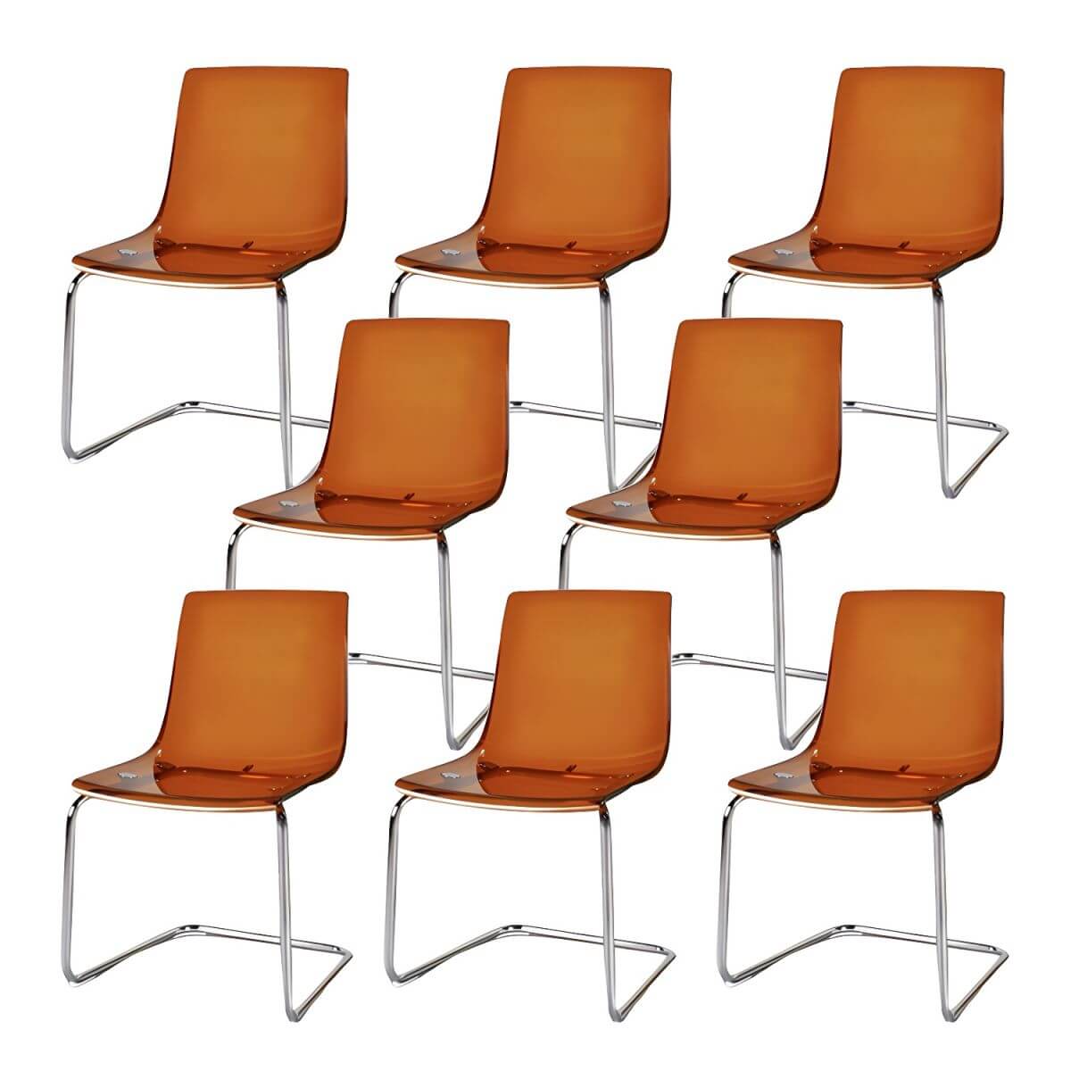 Scandinavian style low back side chair made of plastic and acrylic, ideal for kitchen and dining areas