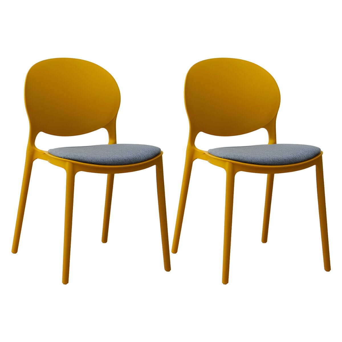 Scandinavian plastic dining chair with open back and four legs, ideal for home use