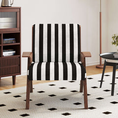 Fauteuil d'accent moderne blanc avec rayures noires