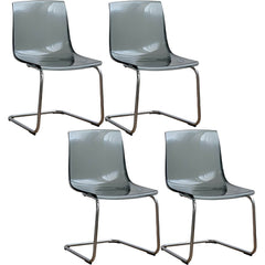 Scandinavian Style Plastic & Acrylic Side Chair Silver Legs Non-Upholstered Chair Dining Chairs