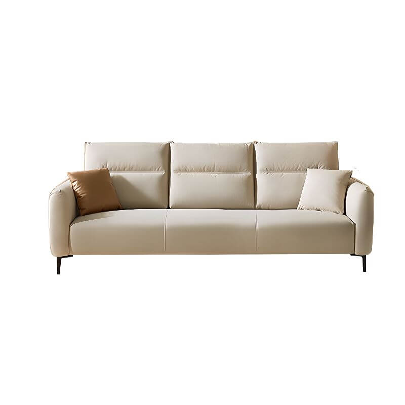 Straight sofa recliner with left-hand facing and round arms, made of polyester blend fabric