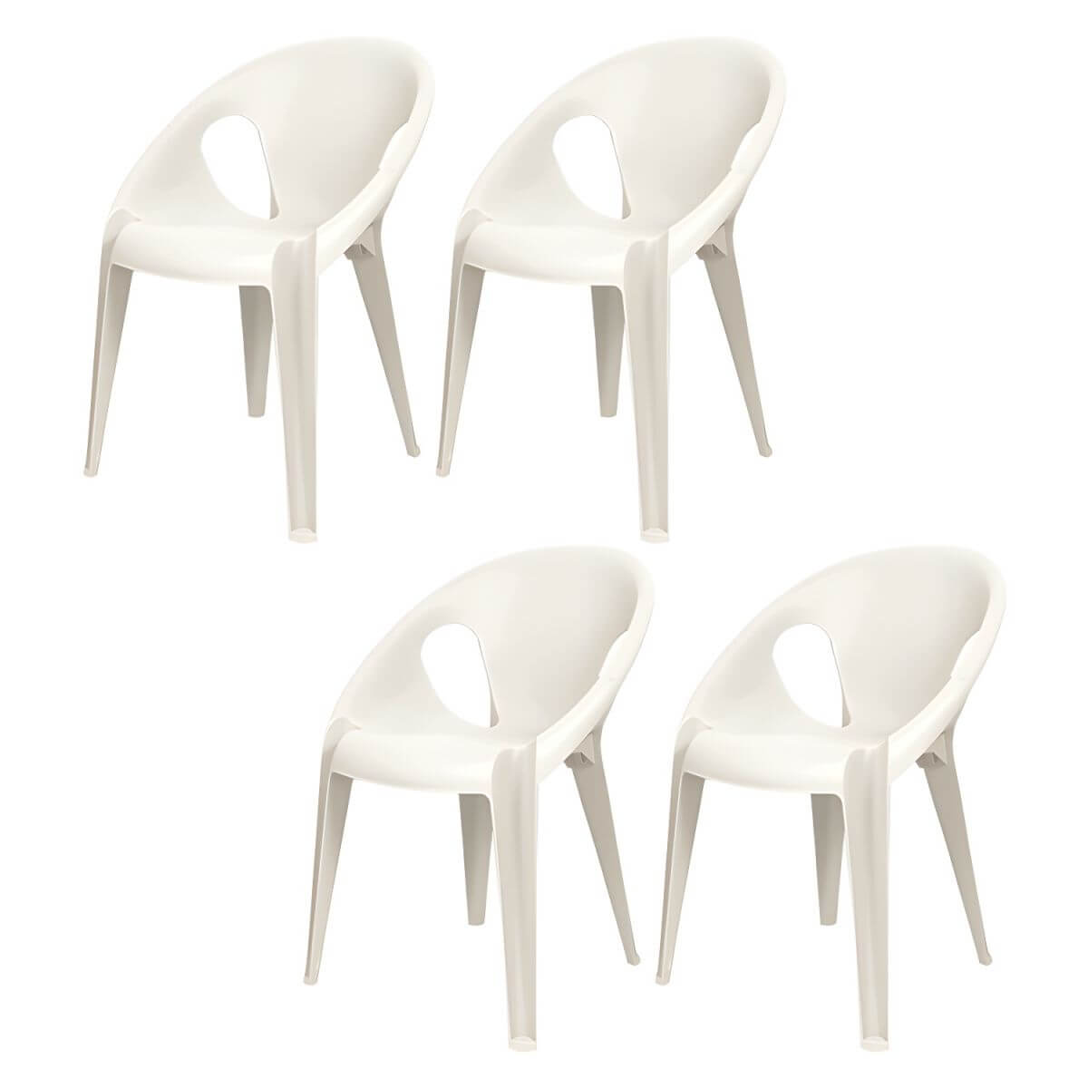 Stackable modern arm chair with open back made of plastic and acrylic for dining