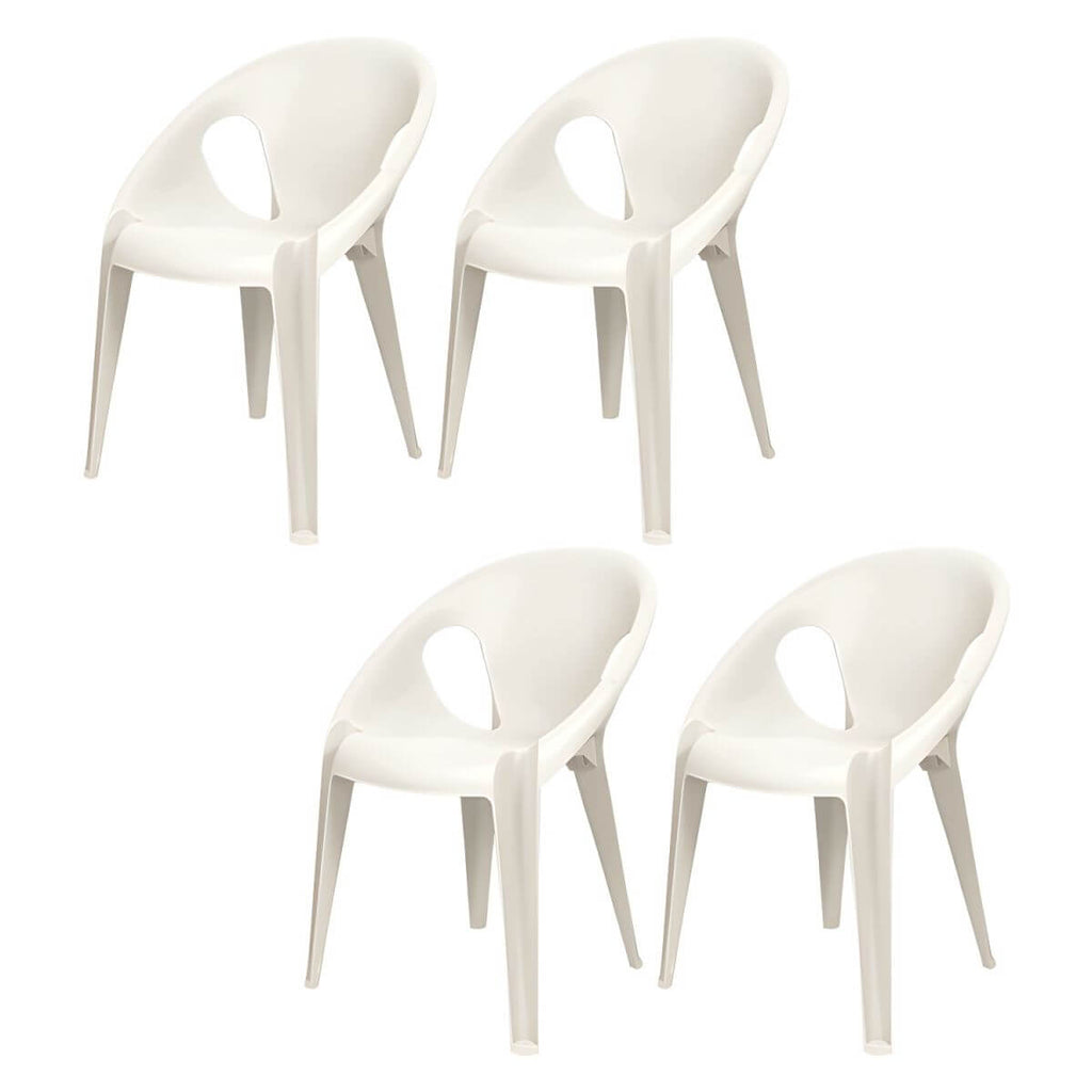 Stackable modern arm chair with open back made of plastic and acrylic for dining