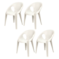 Stackable Modern Arm Chair with Open Back in Plastic & Acrylic Dining Chairs