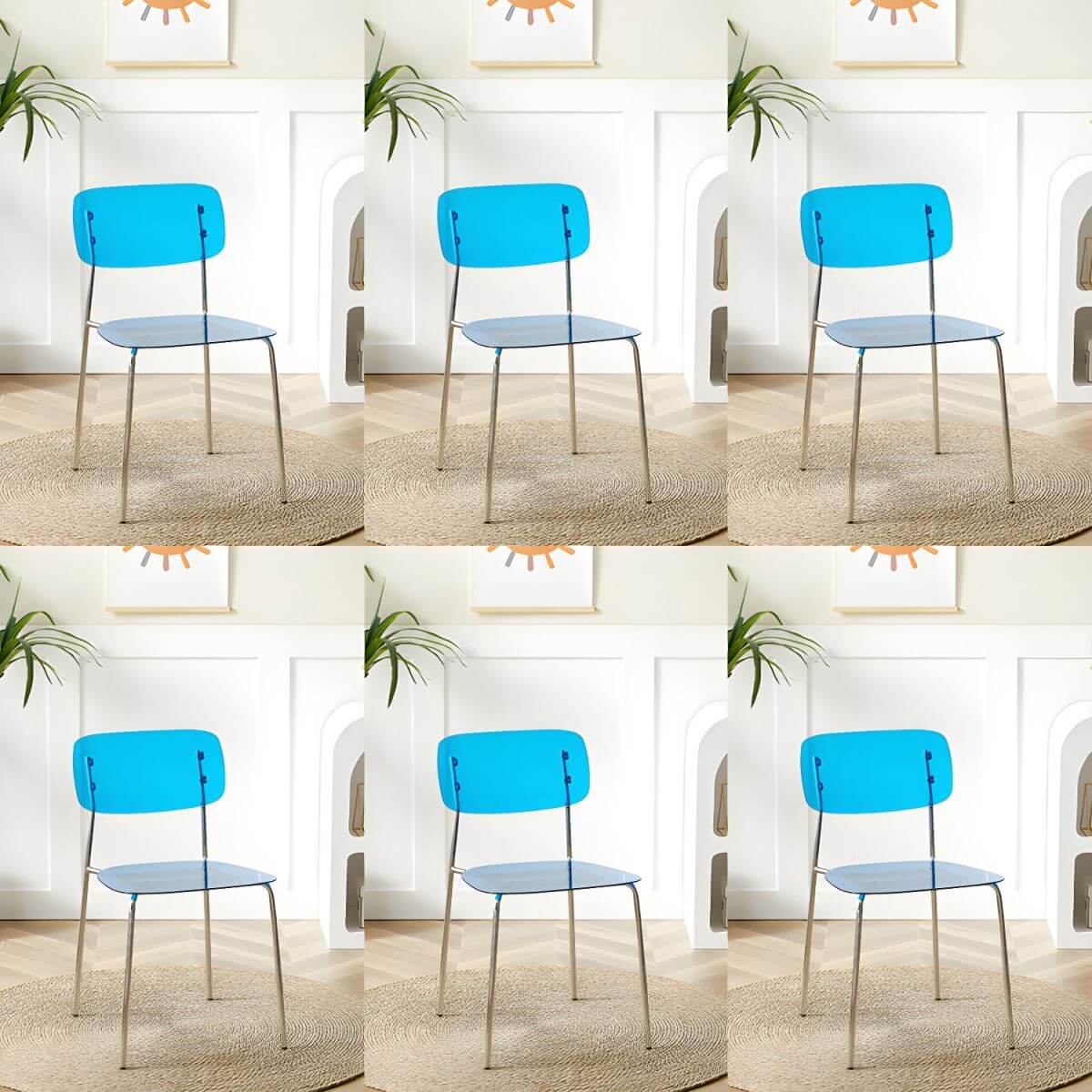 Transparent acrylic dining chair with modern design, perfect for living room and kitchen seating