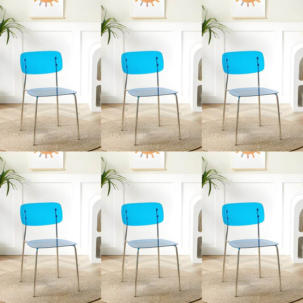 Transparent acrylic dining chair with modern design, perfect for living room and kitchen seating