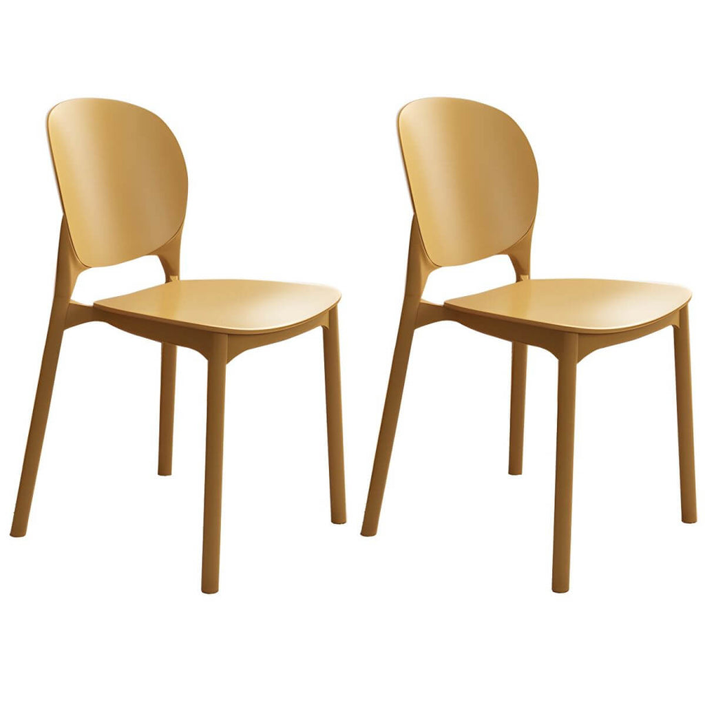 Stackable Scandinavian side chair with open back made of plastic and acrylic for dining