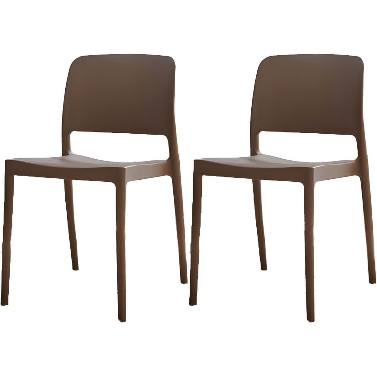 Scandinavian plastic and acrylic dining chair with low backrest and armless design