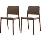 Scandinavian plastic and acrylic dining chair with low backrest and armless design