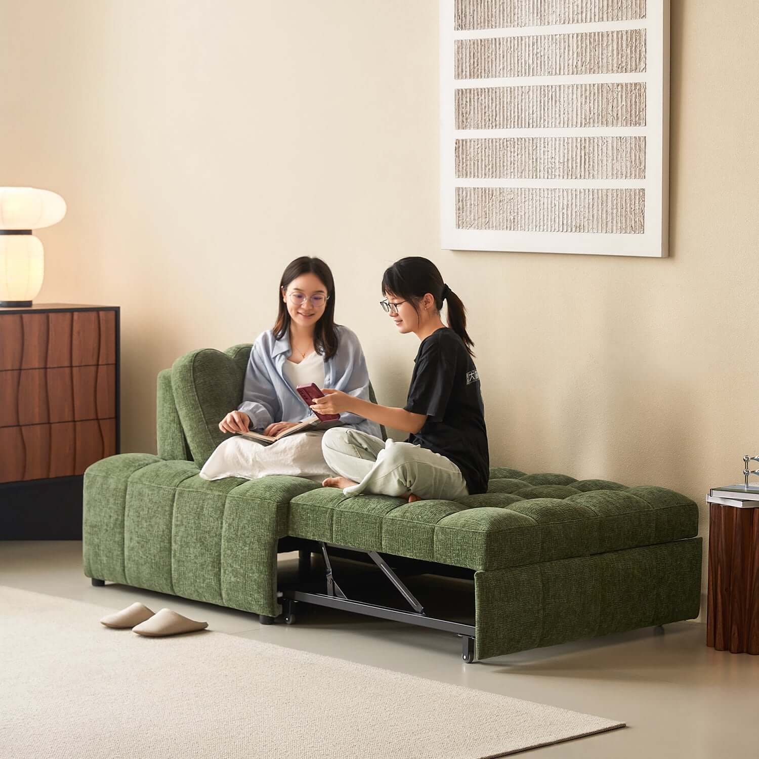 Cocochairs Modern Chenille Pull-Out Single Sofa Bed – Space-Saving Lounge & Guest Sleeper