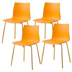 Modern plastic and acrylic side chair with metal legs, ideal for kitchen and dining rooms
