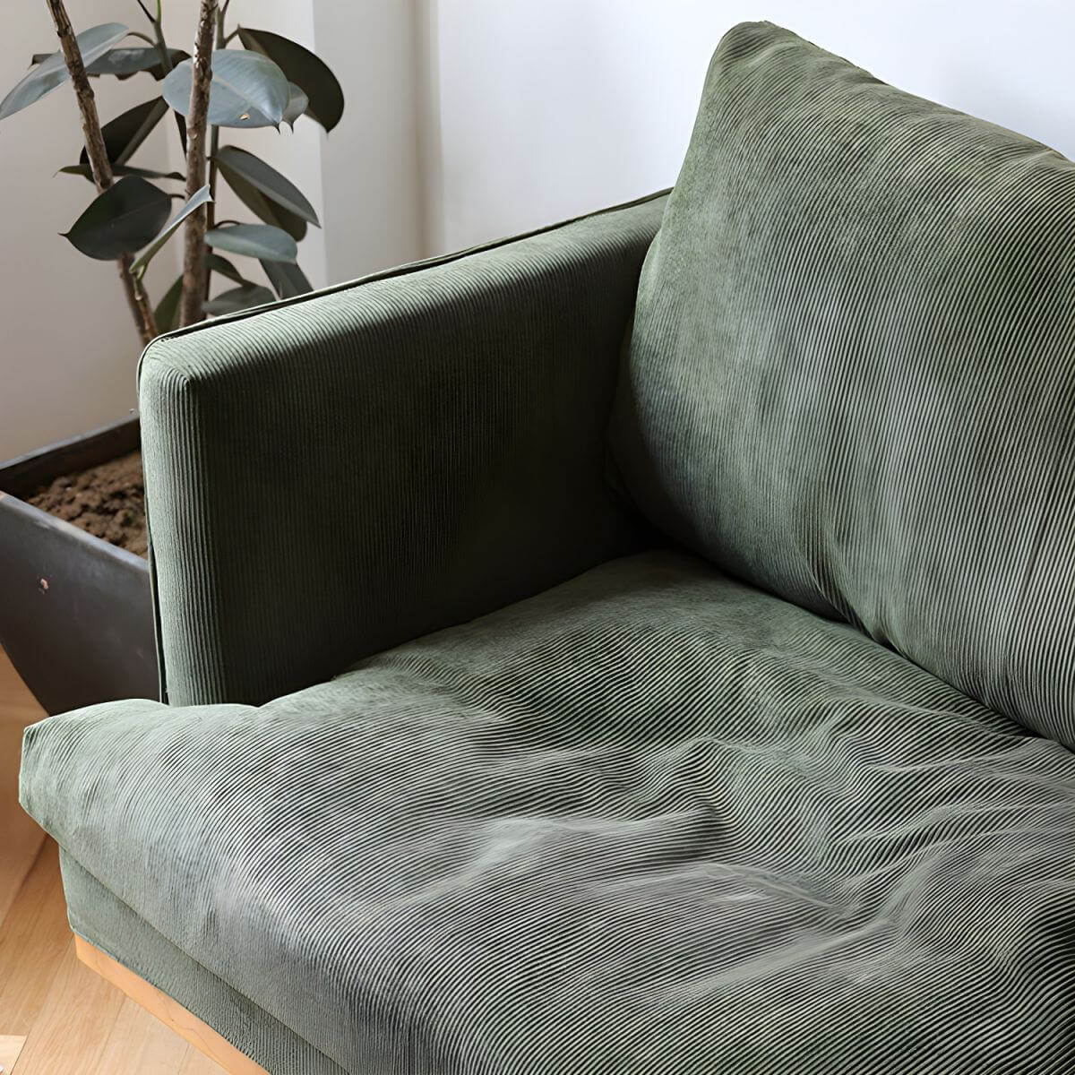 Modern polyester sofa settee with recessed arms and tight back, ideal for living room seating
