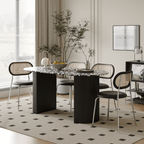 Modern black and white terrazzo dining table with sleek vintage design