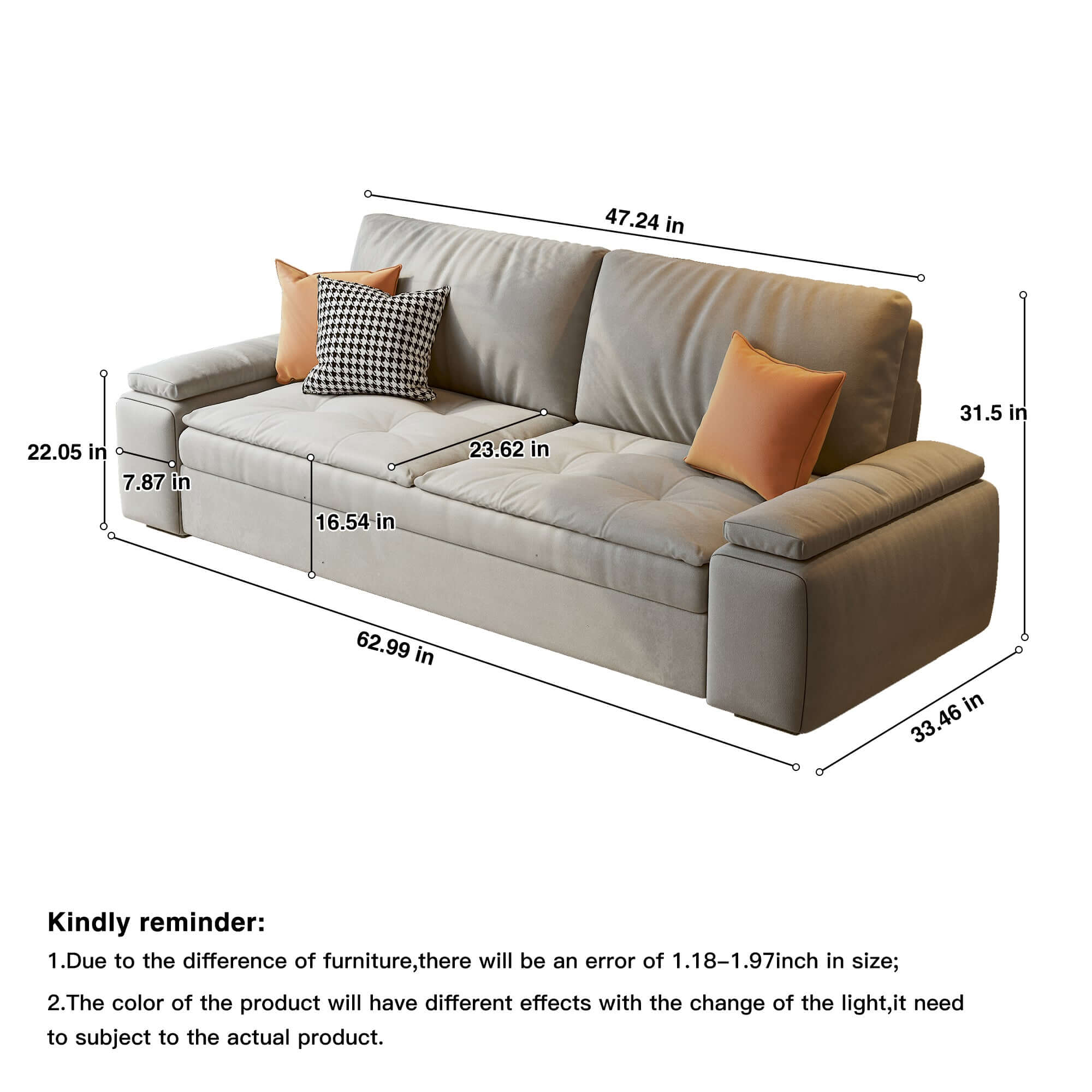 Convertible sleeper sofa bed with storage and pull-out design for modern living spaces
