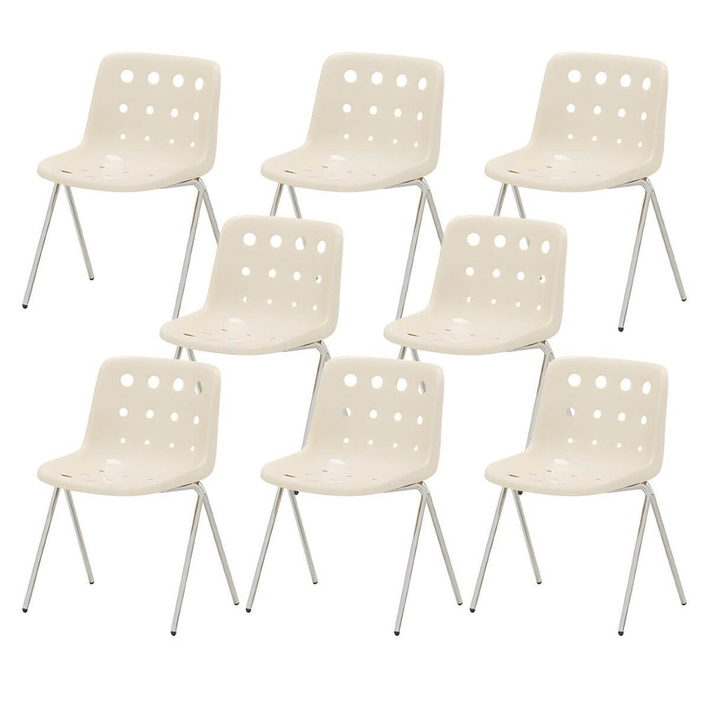 Stackable Scandinavian plastic and acrylic side chair with low back for dining